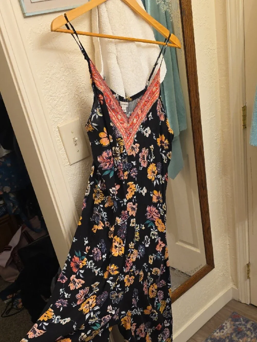 Eyeshadow Black Floral Maxi Jumpsuit with Coral V-Neck